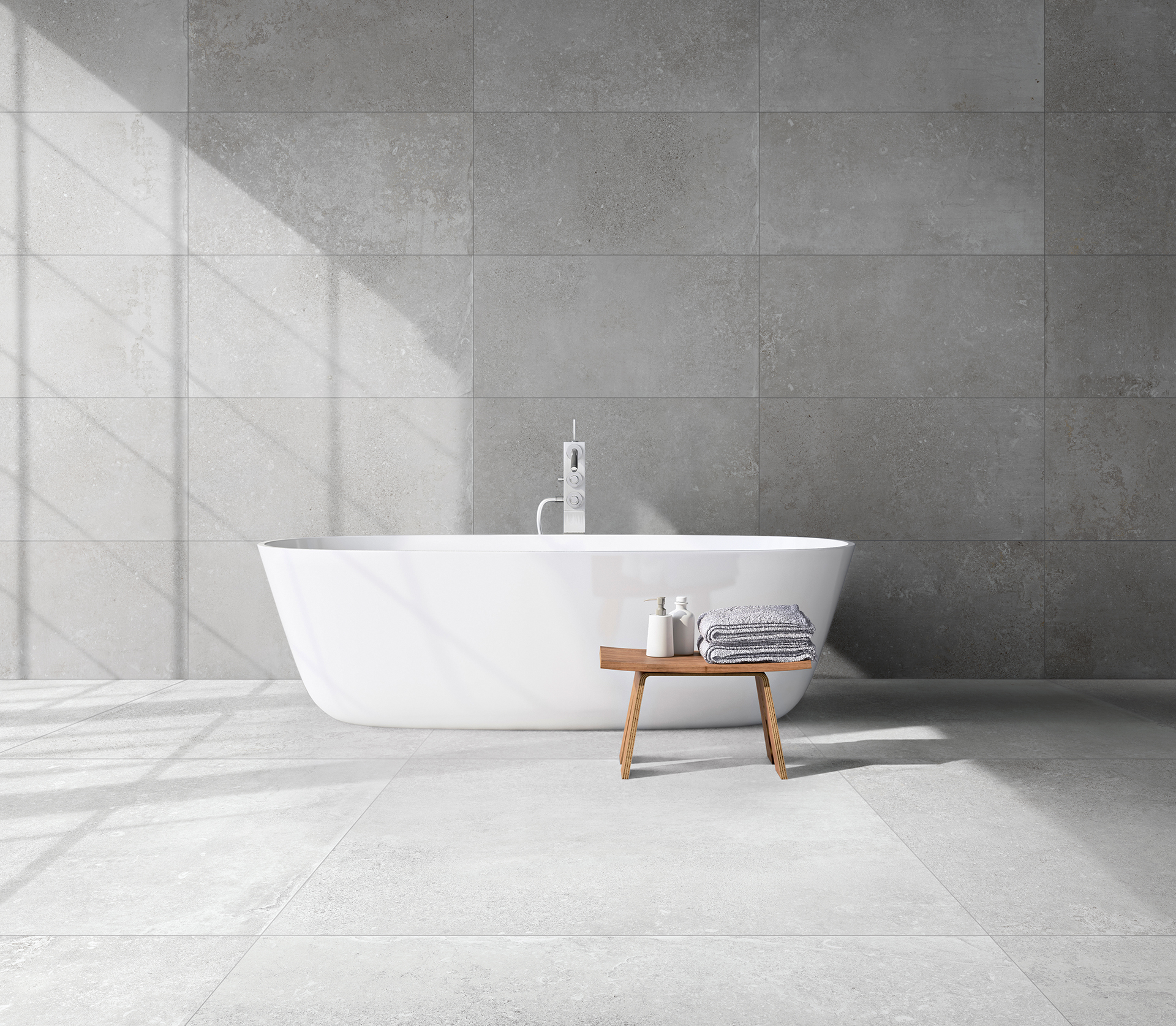 Modern grey bathroom. Spa interior. 3d rendering